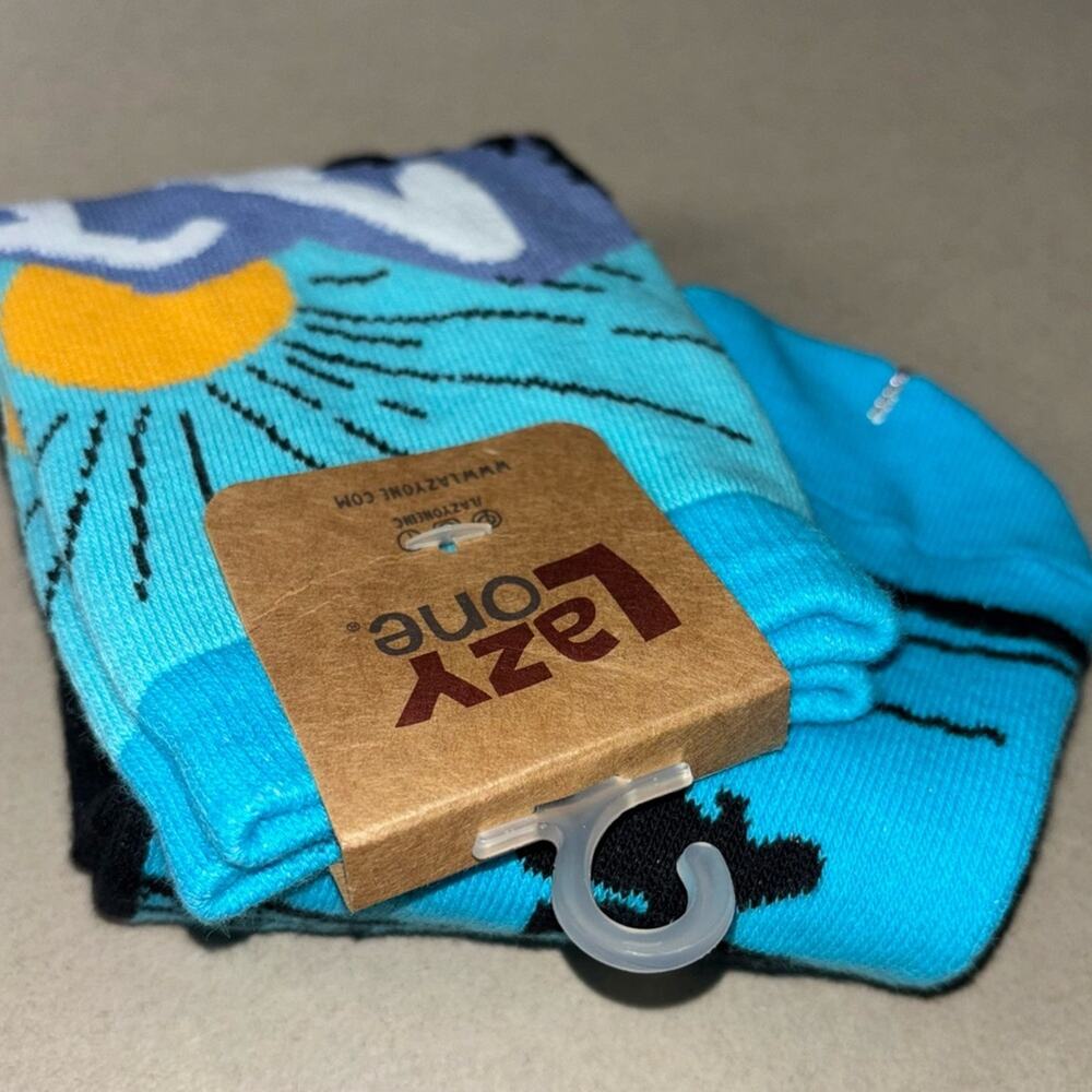 NWT Lazy One MOUNTAIN BOUND Crew Sock Unisex Women's 5-10 | Mens 4-8 blue/black - Picture 10 of 16
